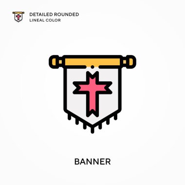 Banner ayrıntılı yuvarlak çizgisel renk. Modern vektör illüstrasyon kavramları. Düzenlemesi ve kişiselleştirmesi kolay.