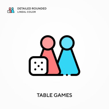 Masa oyunları yuvarlak çizgi rengini detaylandırır. Modern vektör illüstrasyon kavramları. Düzenlemesi ve kişiselleştirmesi kolay.