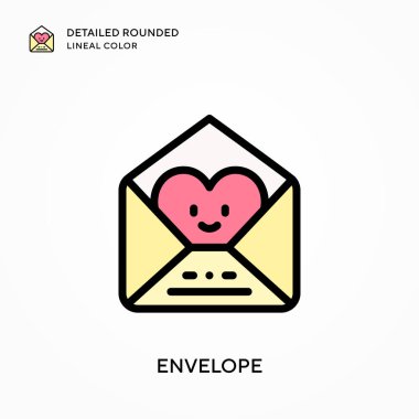 Zarfın ayrıntılı yuvarlak çizgisel rengi. Modern vektör illüstrasyon kavramları. Düzenlemesi ve kişiselleştirmesi kolay.