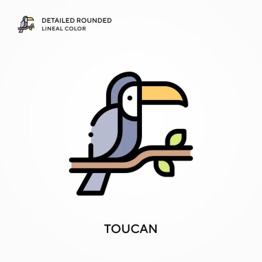 Tukan ayrıntılı yuvarlak çizgisel renk. Modern vektör illüstrasyon kavramları. Düzenlemesi ve kişiselleştirmesi kolay.