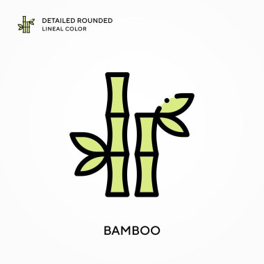 Bambu ayrıntılı yuvarlak çizgisel renk. Modern vektör illüstrasyon kavramları. Düzenlemesi ve kişiselleştirmesi kolay.