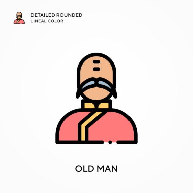 Yaşlı adam yuvarlak çizgi rengini detaylandırdı. Modern vektör illüstrasyon kavramları. Düzenlemesi ve kişiselleştirmesi kolay.
