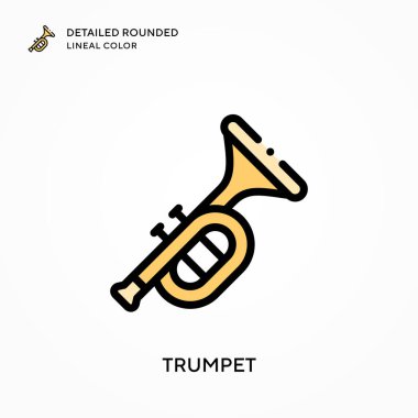 Trompet ayrıntılı yuvarlak çizgisel renk. Modern vektör illüstrasyon kavramları. Düzenlemesi ve kişiselleştirmesi kolay.