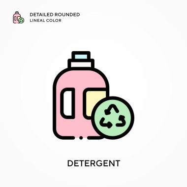 Deterjan detaylı yuvarlak çizgisel renk. Modern vektör illüstrasyon kavramları. Düzenlemesi ve kişiselleştirmesi kolay.