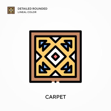 Halı detaylı yuvarlak çizgisel renk. Modern vektör illüstrasyon kavramları. Düzenlemesi ve kişiselleştirmesi kolay.