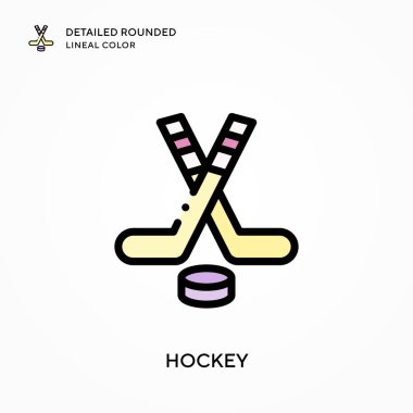 Hokey detaylı yuvarlak çizgisel renk. Modern vektör illüstrasyon kavramları. Düzenlemesi ve kişiselleştirmesi kolay.