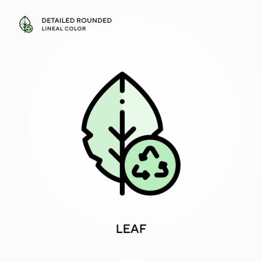 Yaprak ayrıntılı yuvarlak çizgisel renk. Modern vektör illüstrasyon kavramları. Düzenlemesi ve kişiselleştirmesi kolay.