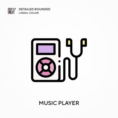 Müzik çalar yuvarlak çizgi rengini detaylandırdı. Modern vektör illüstrasyon kavramları. Düzenlemesi ve kişiselleştirmesi kolay.