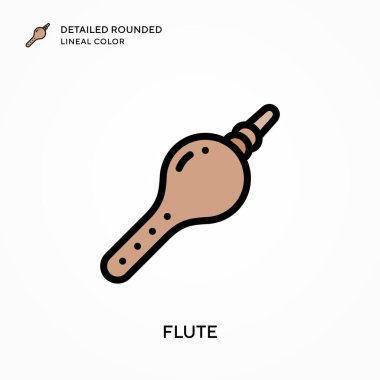 Flüt ayrıntılı yuvarlak çizgisel renk. Modern vektör illüstrasyon kavramları. Düzenlemesi ve kişiselleştirmesi kolay.