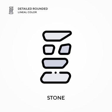 Taş detaylı yuvarlak çizgisel renk. Modern vektör illüstrasyon kavramları. Düzenlemesi ve kişiselleştirmesi kolay.