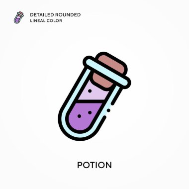 İksir ayrıntılı yuvarlak çizgisel renk. Modern vektör illüstrasyon kavramları. Düzenlemesi ve kişiselleştirmesi kolay.
