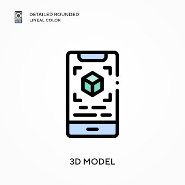 3D model ayrıntılı yuvarlak çizgisel renk. Modern vektör illüstrasyon kavramları. Düzenlemesi ve kişiselleştirmesi kolay.