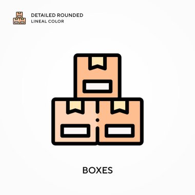Kutular ayrıntılı yuvarlak çizgisel renk. Modern vektör illüstrasyon kavramları. Düzenlemesi ve kişiselleştirmesi kolay.