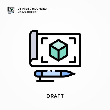 Taslak detaylı yuvarlak çizgi rengi. Modern vektör illüstrasyon kavramları. Düzenlemesi ve kişiselleştirmesi kolay.