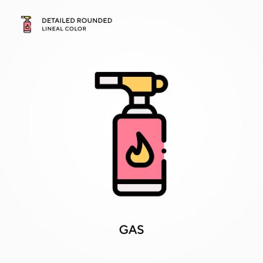 Gaz detaylı yuvarlak çizgisel renk. Modern vektör illüstrasyon kavramları. Düzenlemesi ve kişiselleştirmesi kolay.