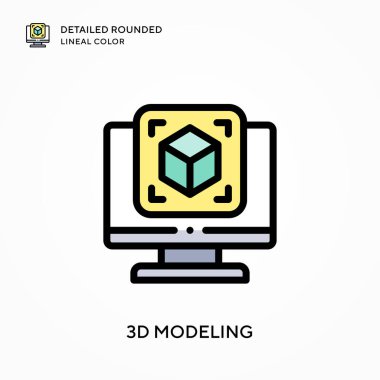 3D modelleme ayrıntılı yuvarlak çizgisel renk. Modern vektör illüstrasyon kavramları. Düzenlemesi ve kişiselleştirmesi kolay.