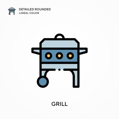 Izgara ayrıntılı yuvarlak çizgisel renk. Modern vektör illüstrasyon kavramları. Düzenlemesi ve kişiselleştirmesi kolay.