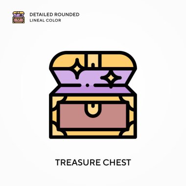 Hazine sandığı ayrıntılı yuvarlak çizgisel renk. Modern vektör illüstrasyon kavramları. Düzenlemesi ve kişiselleştirmesi kolay.