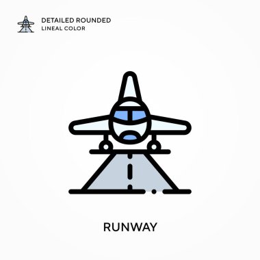Runway ayrıntılı yuvarlak çizgisel renk. Modern vektör illüstrasyon kavramları. Düzenlemesi ve kişiselleştirmesi kolay.
