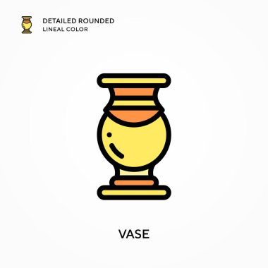 Vazo detaylı yuvarlak çizgisel renk. Modern vektör illüstrasyon kavramları. Düzenlemesi ve kişiselleştirmesi kolay.