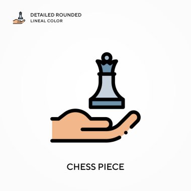 Satranç taşı ayrıntılı yuvarlak çizgisel renk. Modern vektör illüstrasyon kavramları. Düzenlemesi ve kişiselleştirmesi kolay.