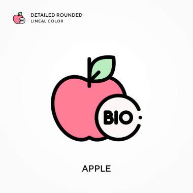 Apple ayrıntılı yuvarlak çizgisel renk. Modern vektör illüstrasyon kavramları. Düzenlemesi ve kişiselleştirmesi kolay.