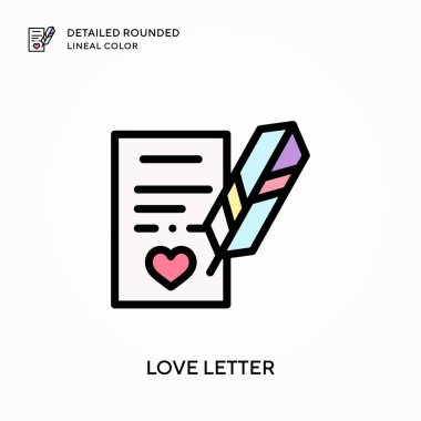 Aşk mektubu yuvarlak çizgi rengini detaylandırdı. Modern vektör illüstrasyon kavramları. Düzenlemesi ve kişiselleştirmesi kolay.