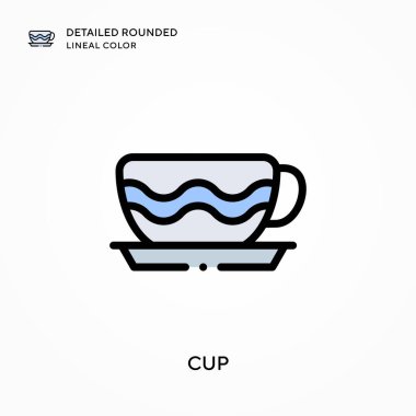 Bardak detaylı yuvarlak çizgisel renk. Modern vektör illüstrasyon kavramları. Düzenlemesi ve kişiselleştirmesi kolay.