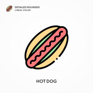 Sosisli, yuvarlak çizgi rengini detaylandırdı. Modern vektör illüstrasyon kavramları. Düzenlemesi ve kişiselleştirmesi kolay.
