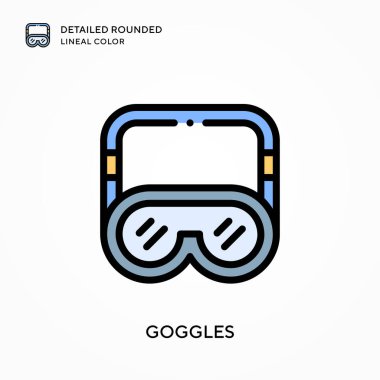 Gözlükler ayrıntılı yuvarlak çizgisel renk. Modern vektör illüstrasyon kavramları. Düzenlemesi ve kişiselleştirmesi kolay.