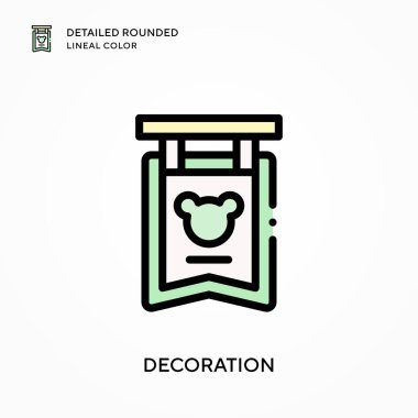 Dekorasyon ayrıntılı yuvarlak çizgisel renk. Modern vektör illüstrasyon kavramları. Düzenlemesi ve kişiselleştirmesi kolay.