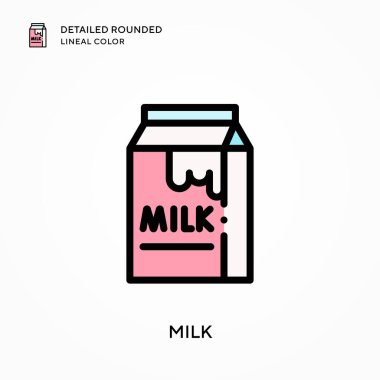 Süt detaylı yuvarlak çizgisel renk. Modern vektör illüstrasyon kavramları. Düzenlemesi ve kişiselleştirmesi kolay.