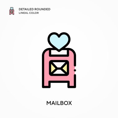 Posta kutusu yuvarlak çizgi rengini detaylandırdı. Modern vektör illüstrasyon kavramları. Düzenlemesi ve kişiselleştirmesi kolay.