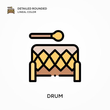 Davul ayrıntılı yuvarlak çizgisel renk. Modern vektör illüstrasyon kavramları. Düzenlemesi ve kişiselleştirmesi kolay.