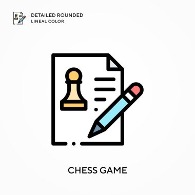 Satranç oyunu yuvarlak çizgi rengini detaylandırdı. Modern vektör illüstrasyon kavramları. Düzenlemesi ve kişiselleştirmesi kolay.
