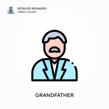 Büyükbabam yuvarlak çizgisel renkleri detaylıca anlattı. Modern vektör illüstrasyon kavramları. Düzenlemesi ve kişiselleştirmesi kolay.