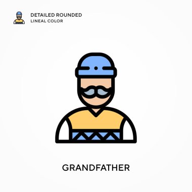 Büyükbabam yuvarlak çizgisel renkleri detaylıca anlattı. Modern vektör illüstrasyon kavramları. Düzenlemesi ve kişiselleştirmesi kolay.