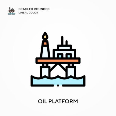Yağ platformu yuvarlak çizgisel renkler içeriyor. Modern vektör illüstrasyon kavramları. Düzenlemesi ve kişiselleştirmesi kolay.