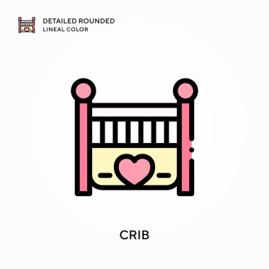 Beşik ayrıntılı yuvarlak çizgi rengi. Modern vektör illüstrasyon kavramları. Düzenlemesi ve kişiselleştirmesi kolay.