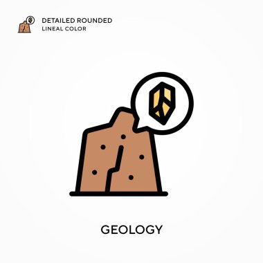 Jeoloji ayrıntılı yuvarlak doğrusal renk. Modern vektör illüstrasyon kavramları. Düzenlemesi ve kişiselleştirmesi kolay.