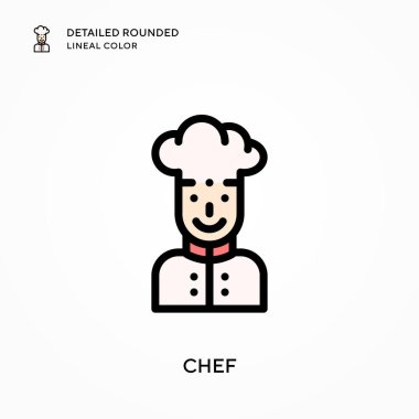 Şef yuvarlak çizgi rengini detaylandırdı. Modern vektör illüstrasyon kavramları. Düzenlemesi ve kişiselleştirmesi kolay.