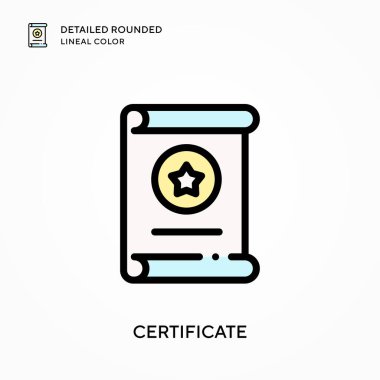 Sertifika detaylı yuvarlak çizgi rengi. Modern vektör illüstrasyon kavramları. Düzenlemesi ve kişiselleştirmesi kolay.