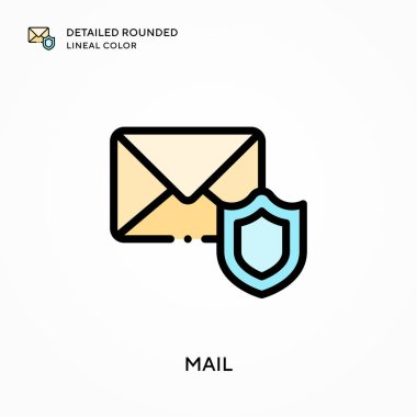 Posta detaylı yuvarlak çizgi rengi. Modern vektör illüstrasyon kavramları. Düzenlemesi ve kişiselleştirmesi kolay.