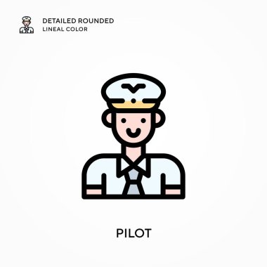 Pilot yuvarlak çizgi rengini detaylı olarak açıkladı. Modern vektör illüstrasyon kavramları. Düzenlemesi ve kişiselleştirmesi kolay.