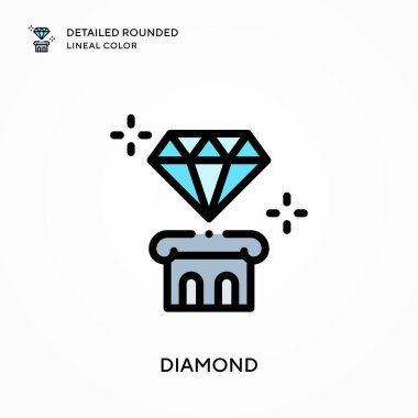 Elmas detaylı yuvarlak çizgi rengi. Modern vektör illüstrasyon kavramları. Düzenlemesi ve kişiselleştirmesi kolay.