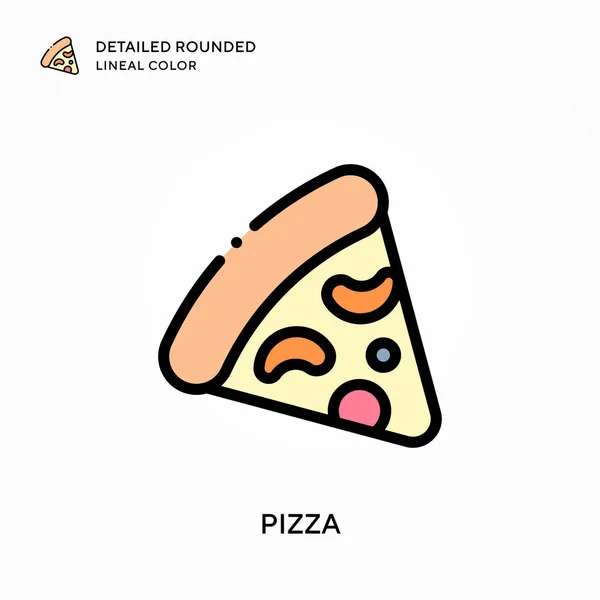 Pizza Detallada Color Lineal Redondeado Conceptos Modernos Ilustración Vectorial Fácil — Archivo Imágenes Vectoriales