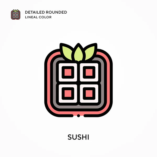 Sushi Detallado Color Lineal Redondeado Conceptos Modernos Ilustración Vectorial Fácil — Vector de stock