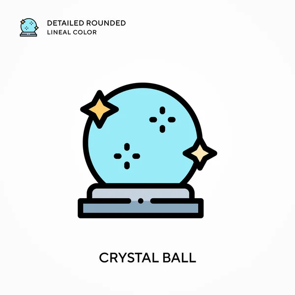 Crystal Ball Detailed Rounded Lineal Color Modern Vector Illustration Concepts — Stock Vector