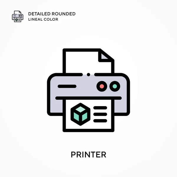 Printer Gedetailleerde Afgeronde Lijnkleur Moderne Vector Illustratie Concepten Eenvoudig Bewerken — Stockvector