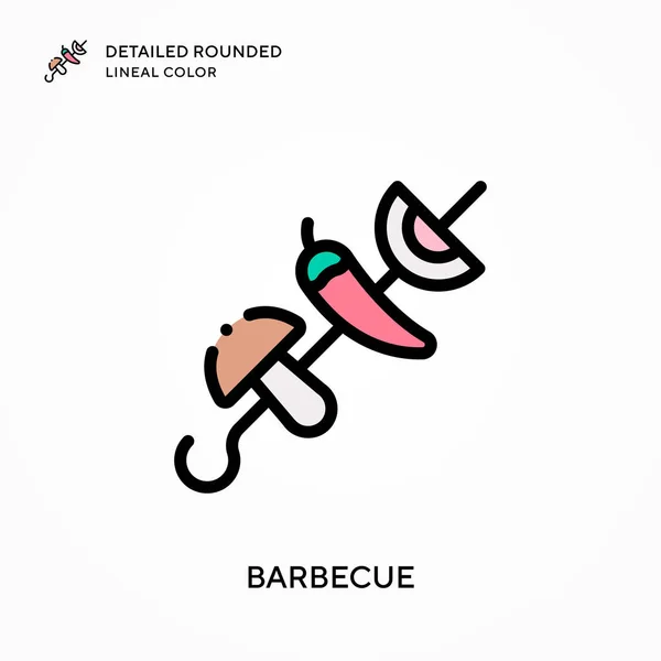 Barbecue Dettagliato Arrotondato Colore Lineare Concetti Moderni Illustrazione Vettoriale Facile — Vettoriale Stock
